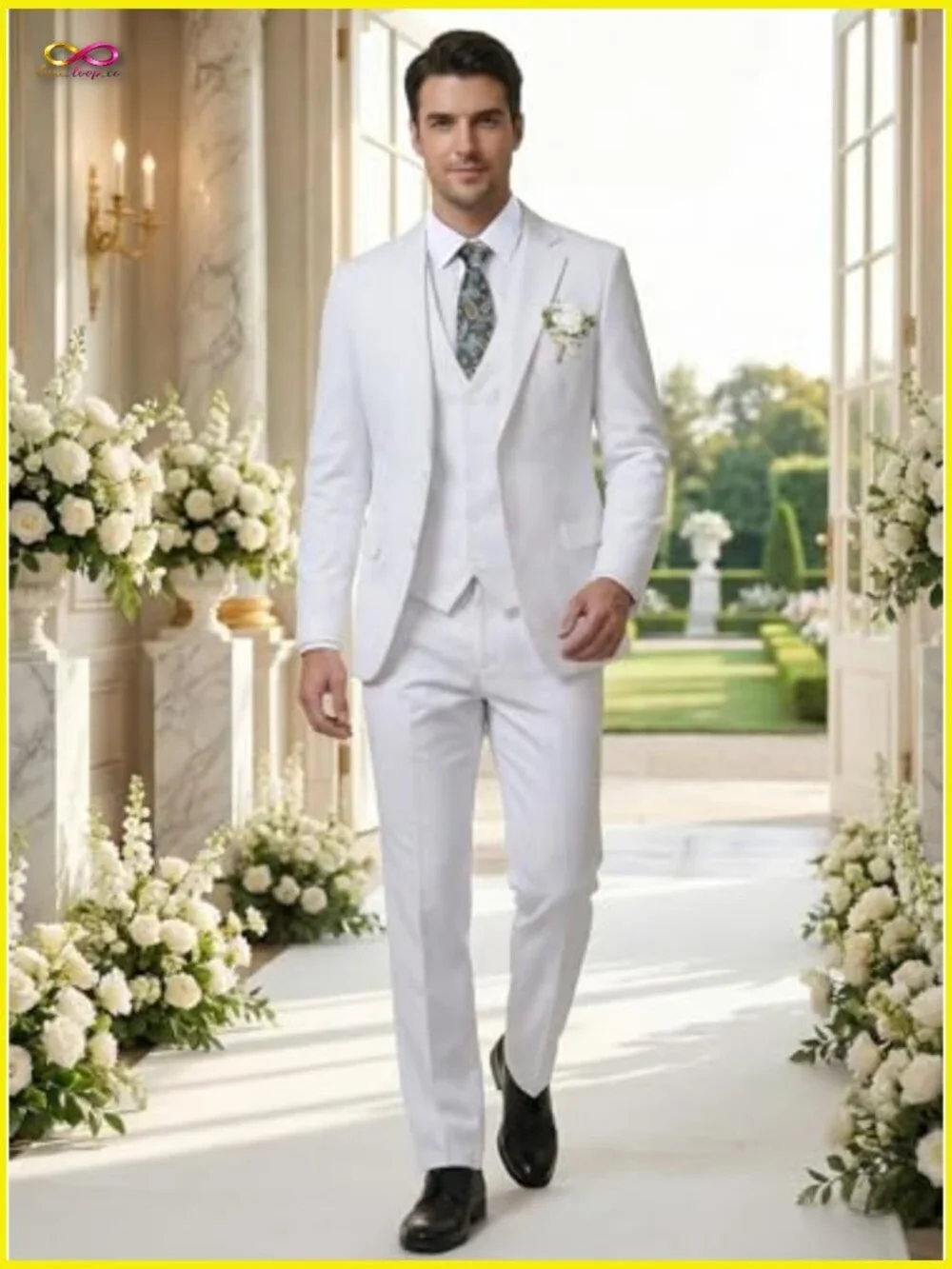 Slim Fit Three Piece Suit Set Modern Fitted Blazer Vest Pants Formal Wedding